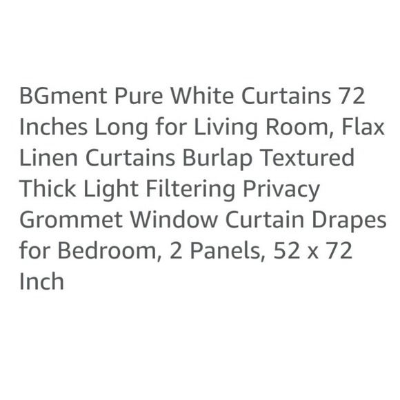 BGment White Linen Curtains 52w x 120" Long Light Filtering 2 Panels tab back‎ - Picture 2 of 6